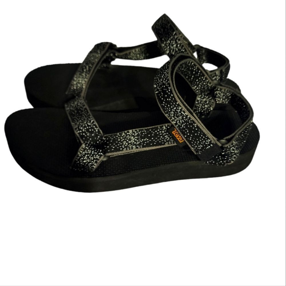 Teva Midform Universal Sandals Black Silver Metallic Sparkle Straps 10